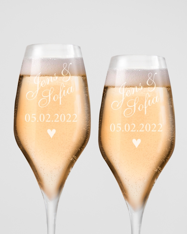 2p Gravity Champagne Glass - Love