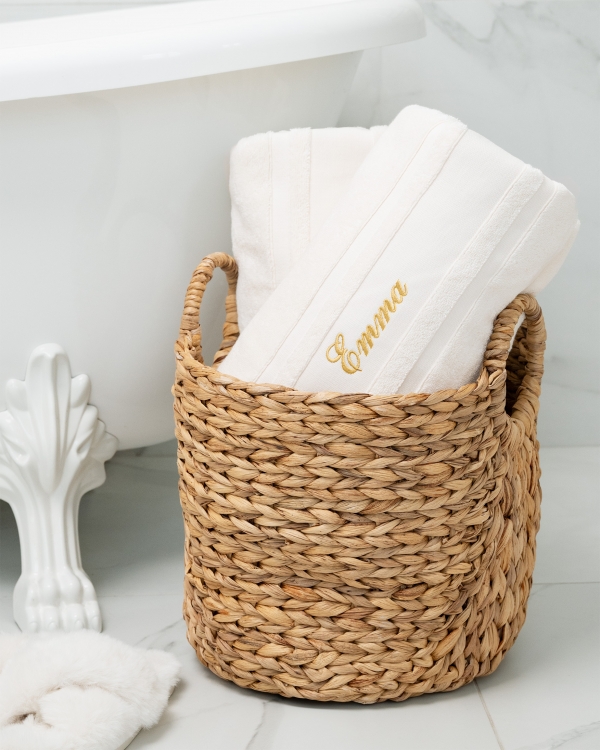 Barn badekåpe & dusjhandkle med navn, creme