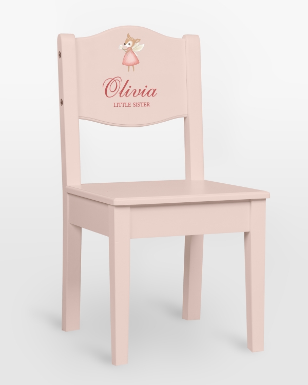 Rosa høystoler med hjortemotiv og navn og valgfri tekst