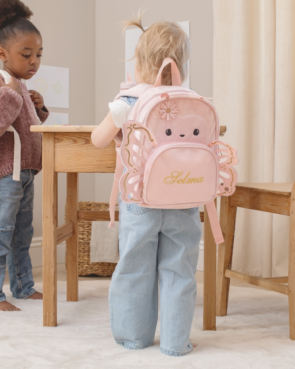 rosa glitrende ryggsekk