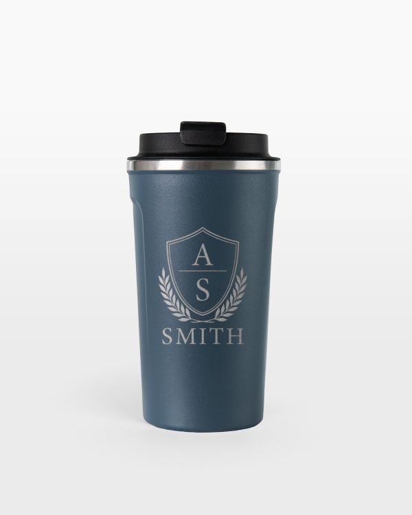 Personlig gravert termokopp i blått