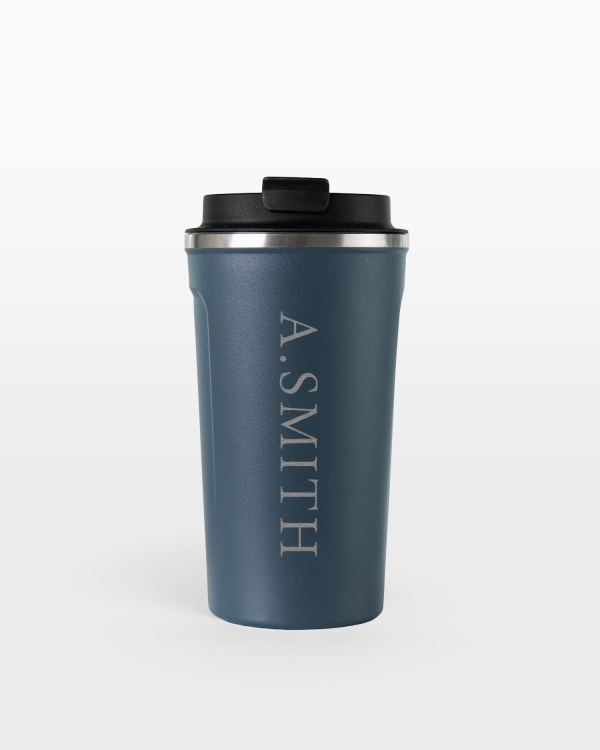 Personlig gravert termokopp i blått