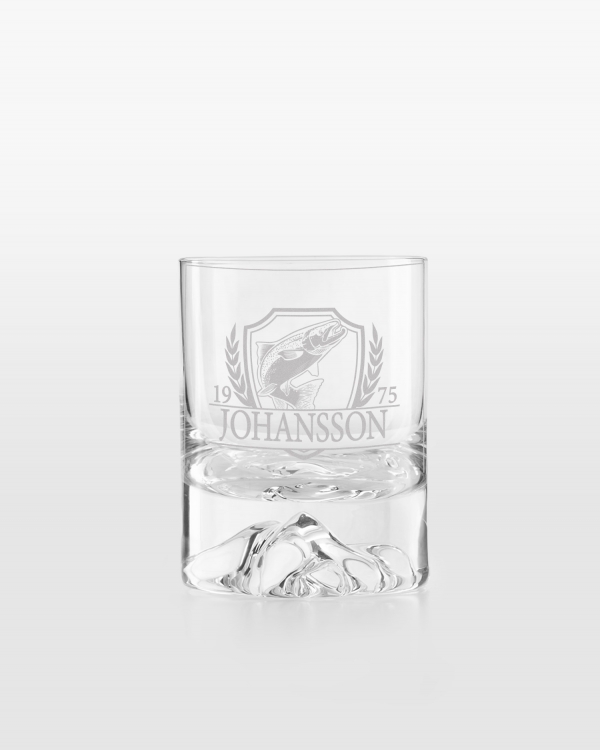 Whiskyglass med gravering av valgfritt navn og jaktmotiv